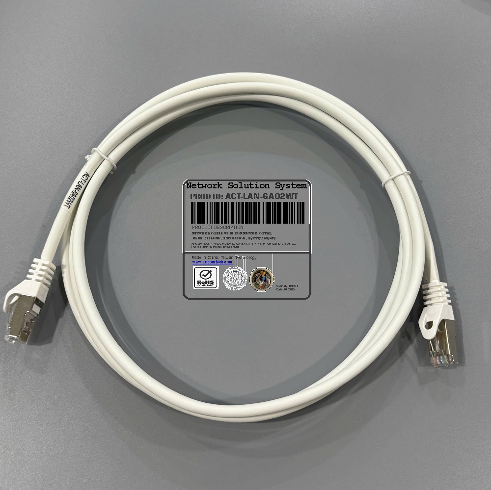 Dây nhảy Cat6A S-FTP, Shielded, LSZH, White, dài 2M đúc