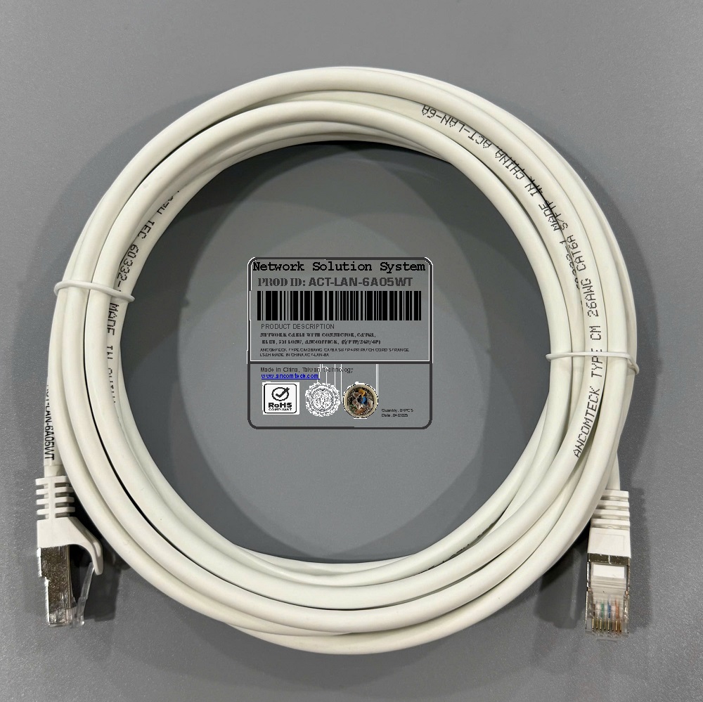 Dây nhảy Cat6A S-FTP, Shielded, LSZH, White, dài 5M đúc